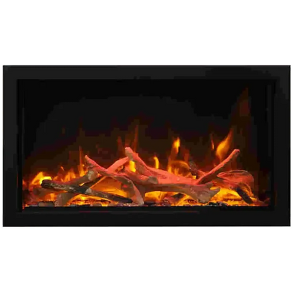Amantii Panorama BI Deep & Extra Tall 88" Indoor / Outdoor Full View Smart Built-in Electric Fireplace With Black Steel Surround