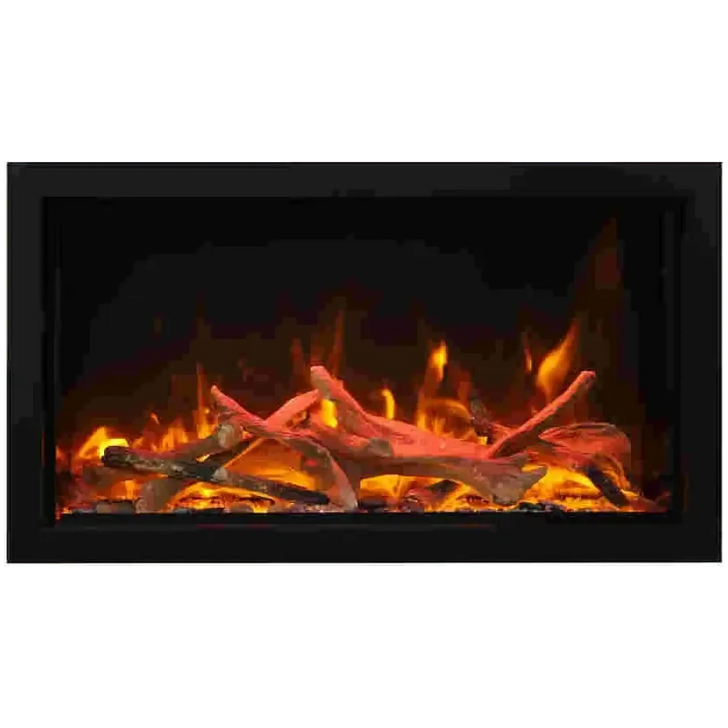 Amantii Panorama BI Deep & Extra Tall 88" Indoor / Outdoor Full View Smart Built-in Electric Fireplace With Black Steel Surround