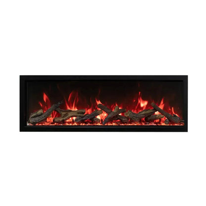 Amantii Panorama BI Deep & Extra Tall 88" Indoor / Outdoor Full View Smart Built-in Electric Fireplace With Black Steel Surround