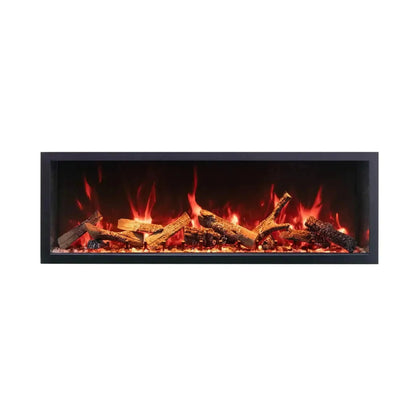 Amantii Panorama BI Deep & Extra Tall 88" Indoor / Outdoor Full View Smart Built-in Electric Fireplace With Black Steel Surround