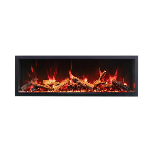 Amantii Panorama BI Deep & Extra Tall 88" Indoor / Outdoor Full View Smart Built-in Electric Fireplace With Black Steel Surround