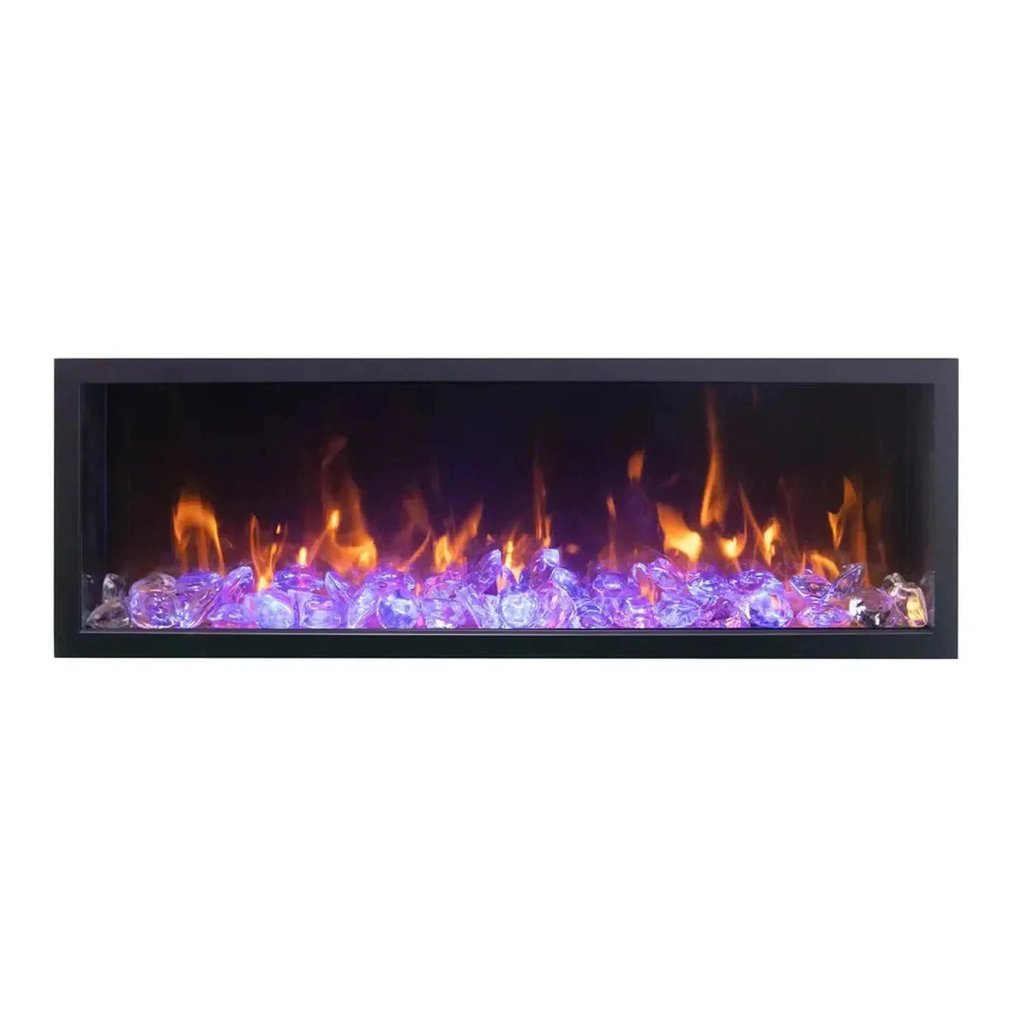 Amantii Panorama BI Deep & Extra Tall 88" Indoor / Outdoor Full View Smart Built-in Electric Fireplace With Black Steel Surround