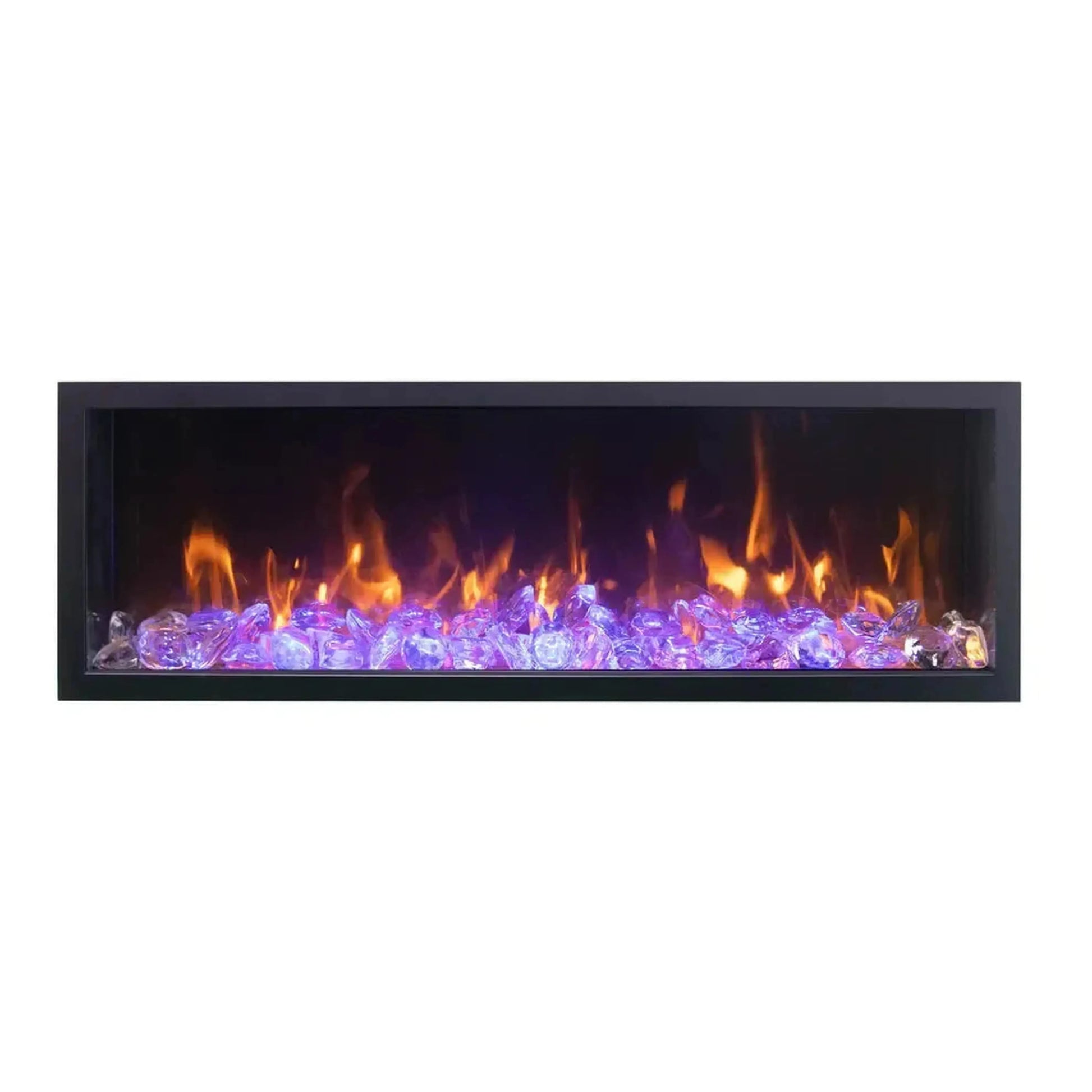Amantii Panorama BI Deep & Extra Tall 88" Indoor / Outdoor Full View Smart Built-in Electric Fireplace With Black Steel Surround
