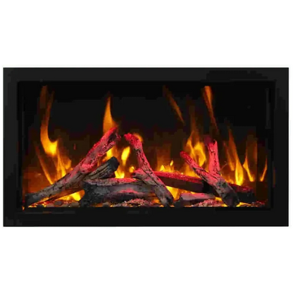 Amantii Panorama BI Deep & Extra Tall 88" Indoor / Outdoor Full View Smart Built-in Electric Fireplace With Black Steel Surround