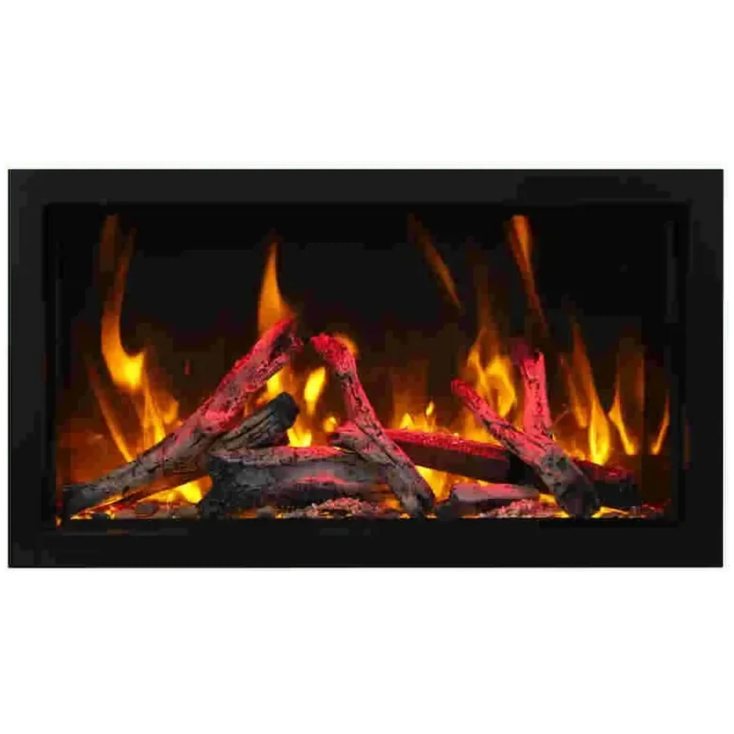 Amantii Panorama BI Deep & Extra Tall 88" Indoor / Outdoor Full View Smart Built-in Electric Fireplace With Black Steel Surround