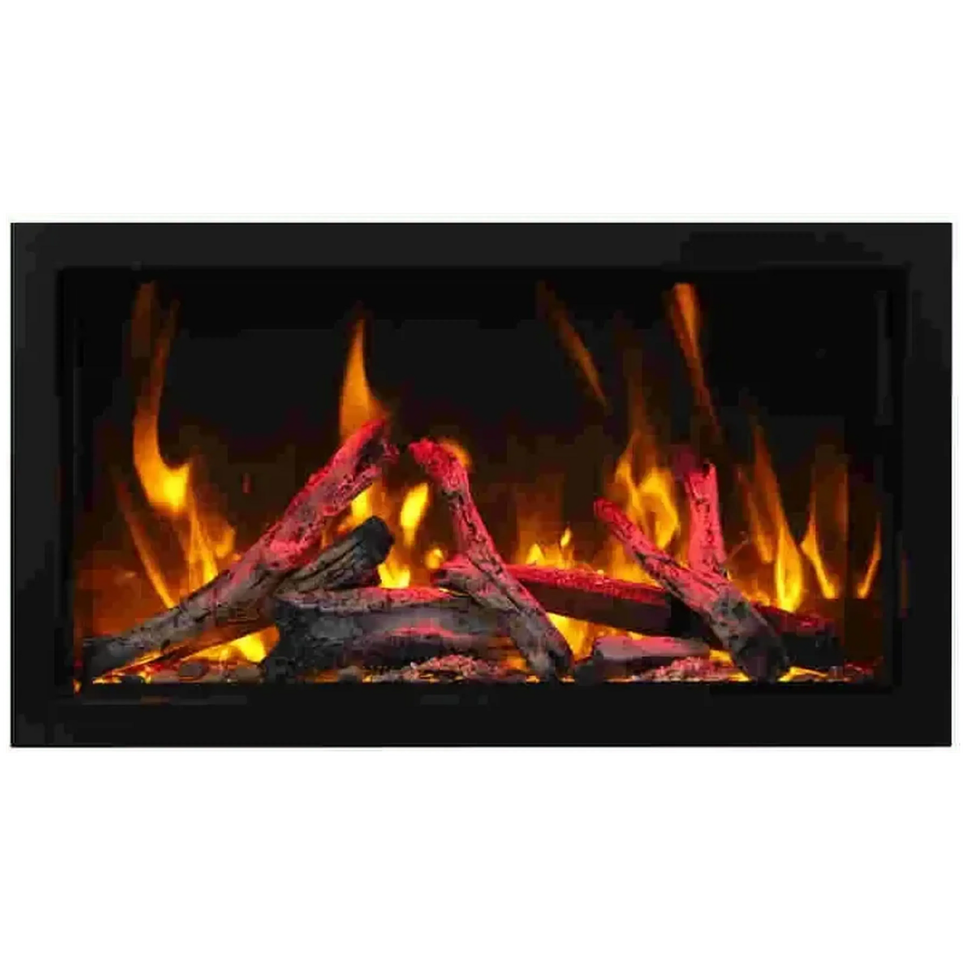 Amantii Panorama BI Deep & Extra Tall 88" Indoor / Outdoor Full View Smart Built-in Electric Fireplace With Black Steel Surround