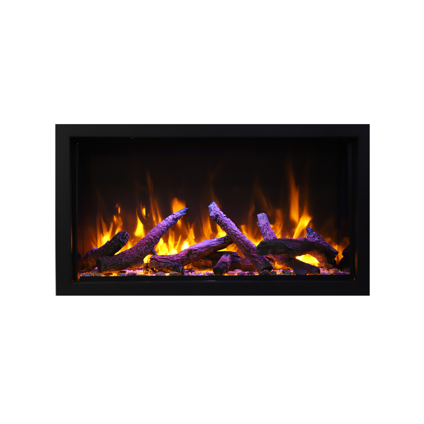 Amantii Panorama BI Deep & Extra Tall 88" Indoor / Outdoor Full View Smart Built-in Electric Fireplace With Black Steel Surround