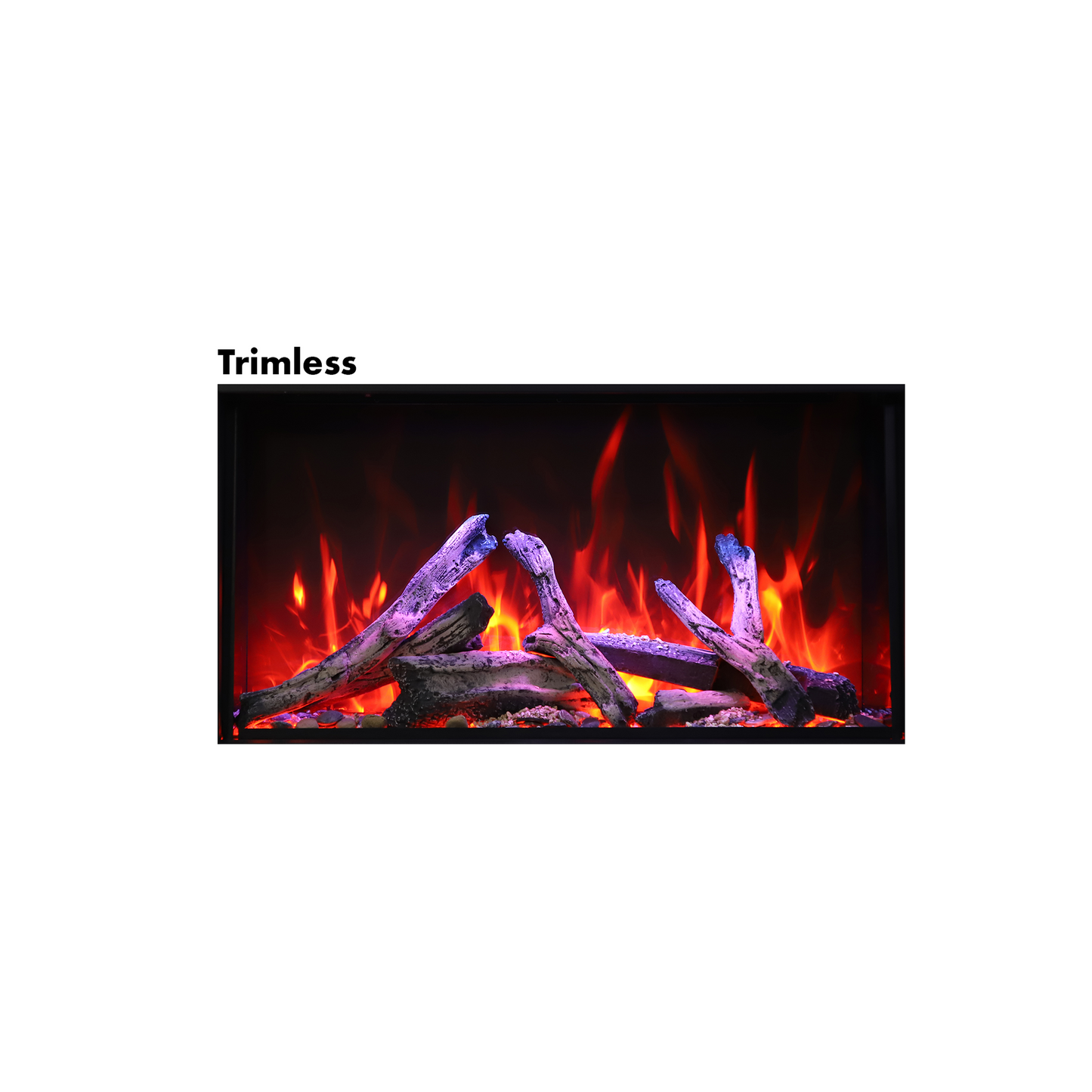 Amantii Panorama BI Deep & Extra Tall 88" Indoor / Outdoor Full View Smart Built-in Electric Fireplace With Black Steel Surround