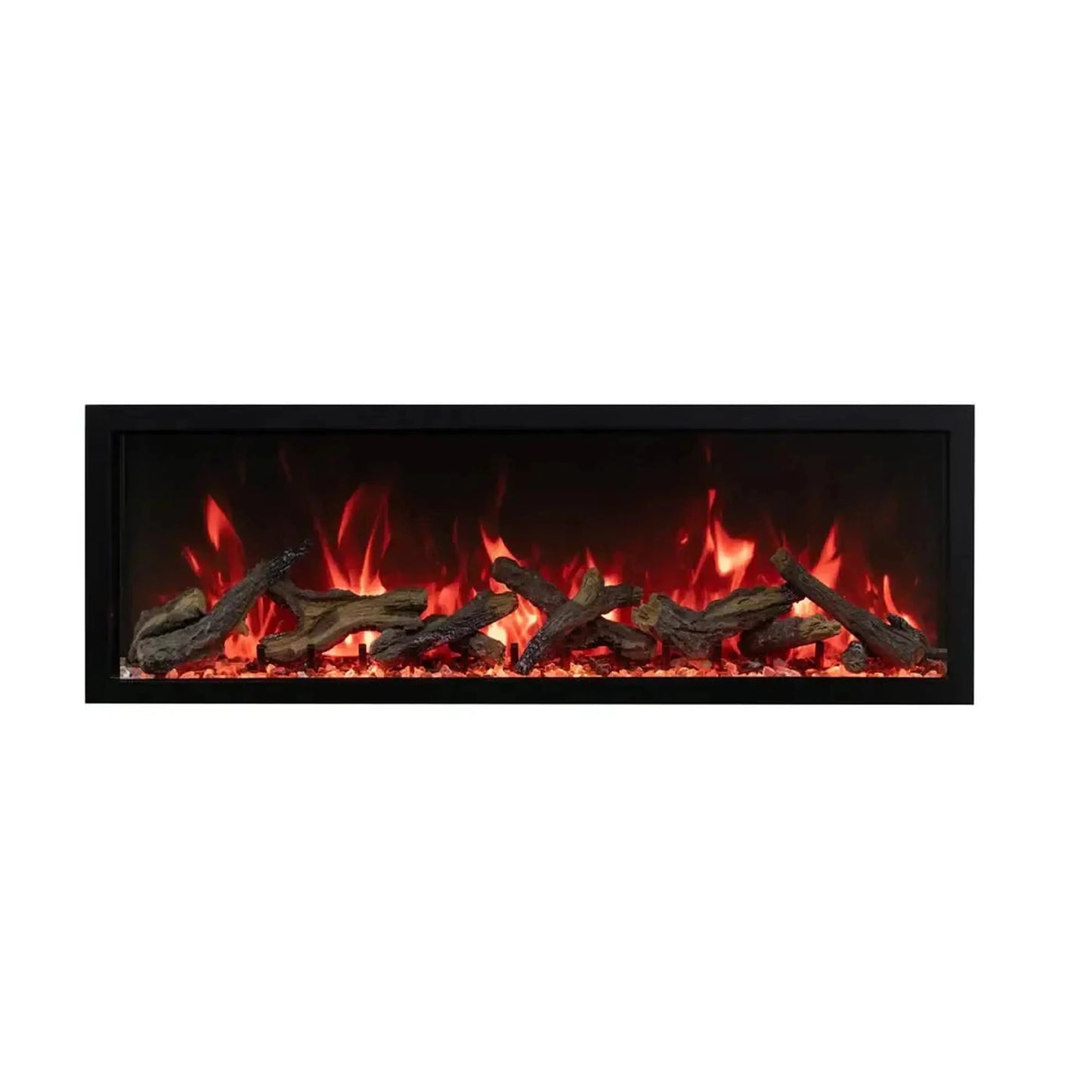 Amantii Panorama BI Deep & Extra Tall 88" Indoor / Outdoor Full View Smart Built-in Electric Fireplace With Black Steel Surround