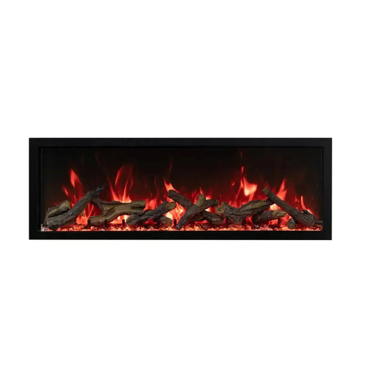 Amantii Panorama BI Deep & Extra Tall 88" Indoor / Outdoor Full View Smart Built-in Electric Fireplace With Black Steel Surround