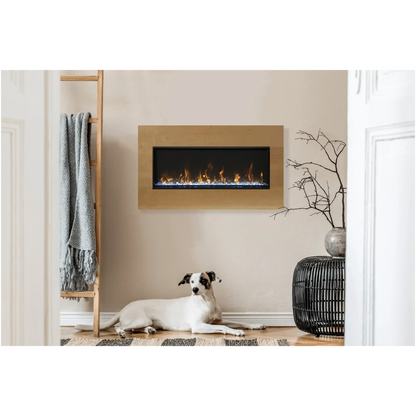 Amantii Panorama BI Extra Slim 40" Indoor / Outdoor Full View Smart Built-in Electric Fireplace With Black Steel Surround