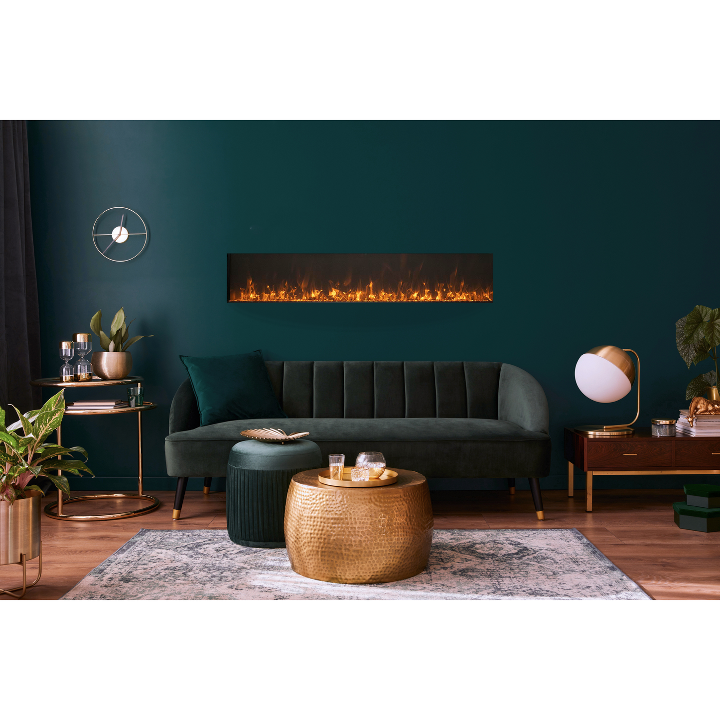 Amantii Panorama BI Extra Slim 60" Indoor / Outdoor Full View Smart Built-in Electric Fireplace With Black Steel Surround
