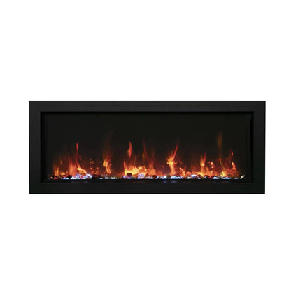 Amantii Panorama BI Extra Slim 60" Indoor / Outdoor Full View Smart Built-in Electric Fireplace With Black Steel Surround