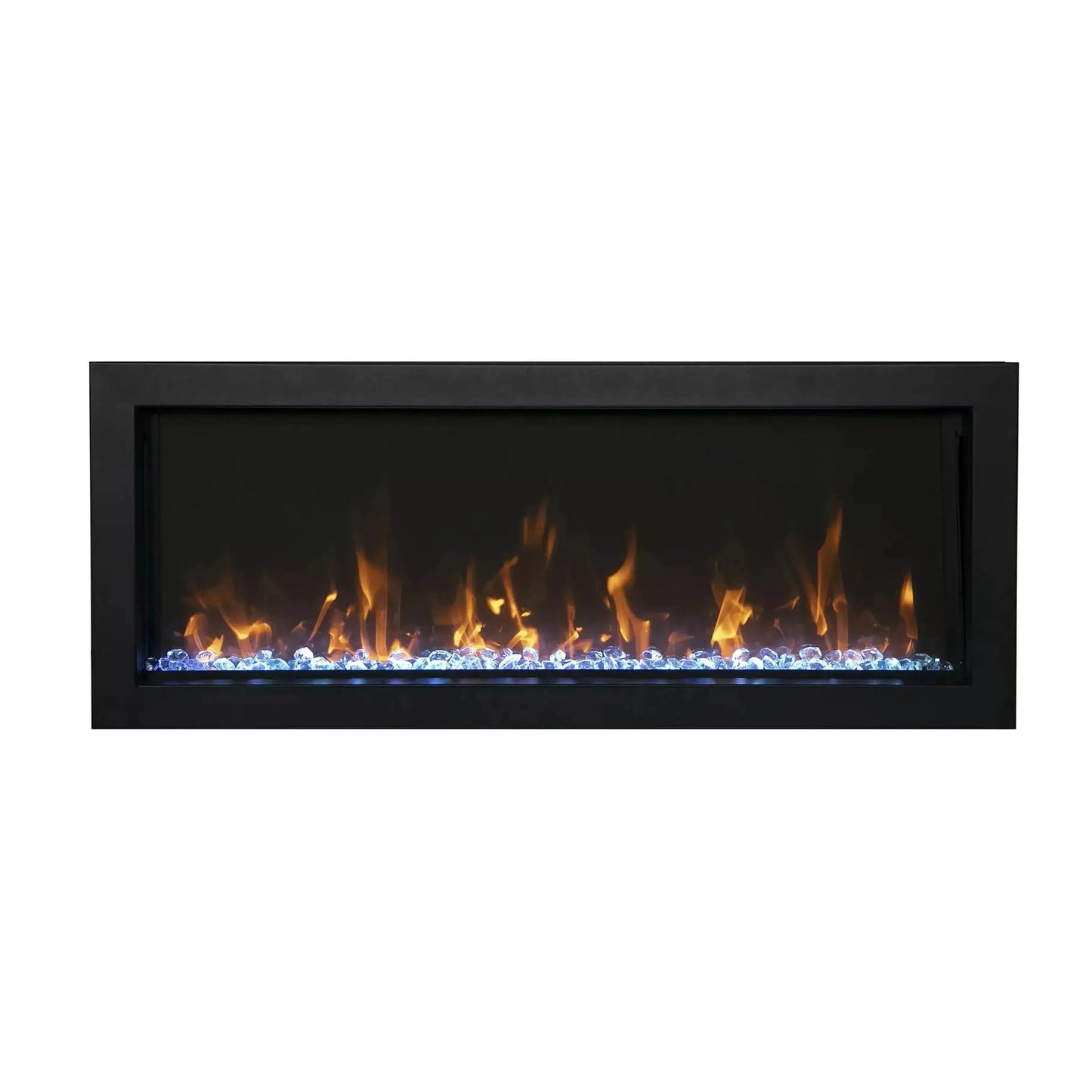 Amantii Panorama BI Extra Slim 60" Indoor / Outdoor Full View Smart Built-in Electric Fireplace With Black Steel Surround