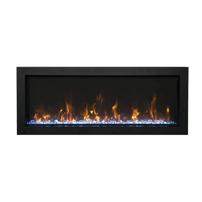 Amantii Panorama BI Extra Slim 60" Indoor / Outdoor Full View Smart Built-in Electric Fireplace With Black Steel Surround