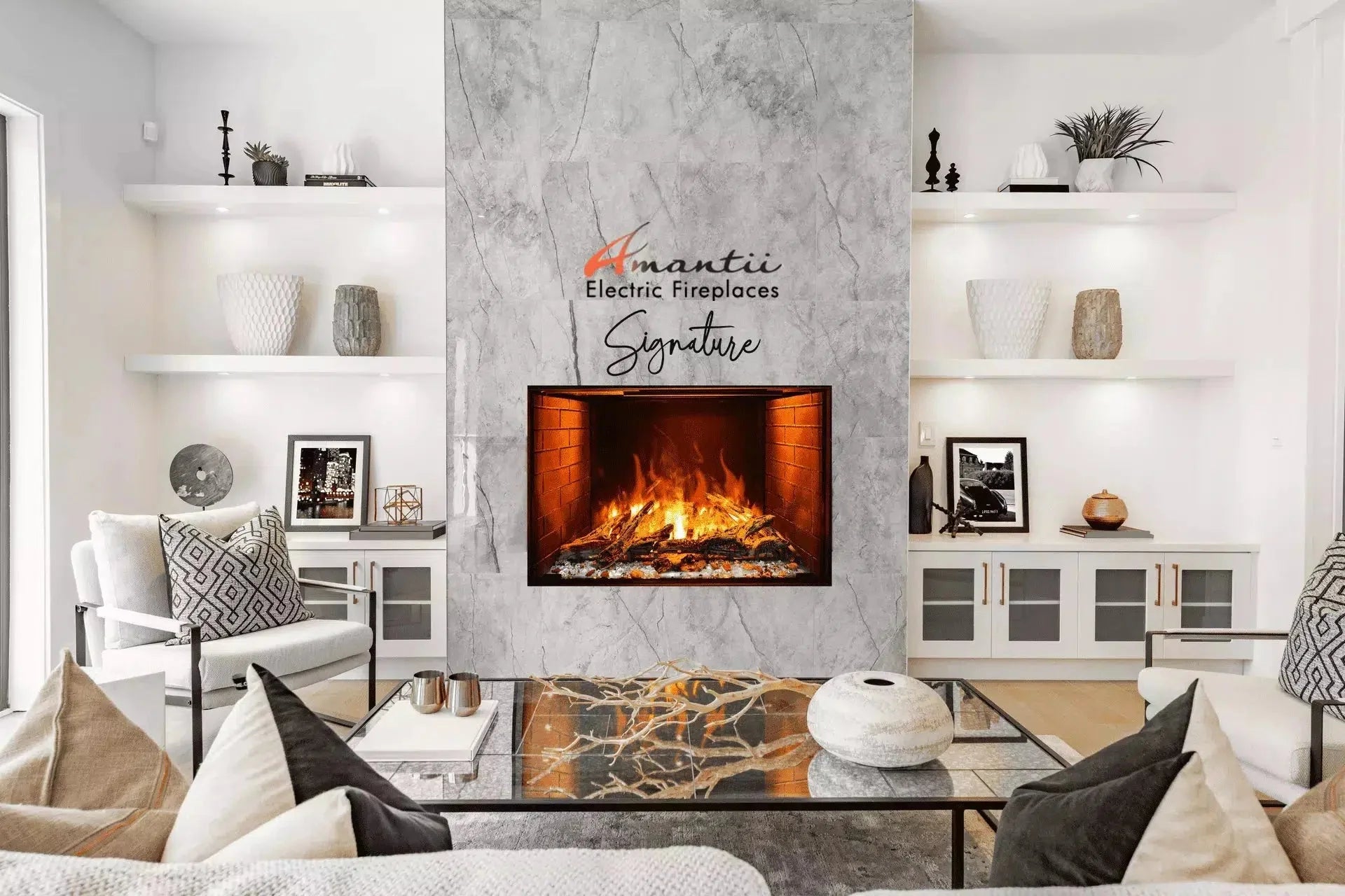 Amantii Signature Series 38" Traditional Built-in Electric Fireplace Featuring Optimyst Technology Patented by Dimplex