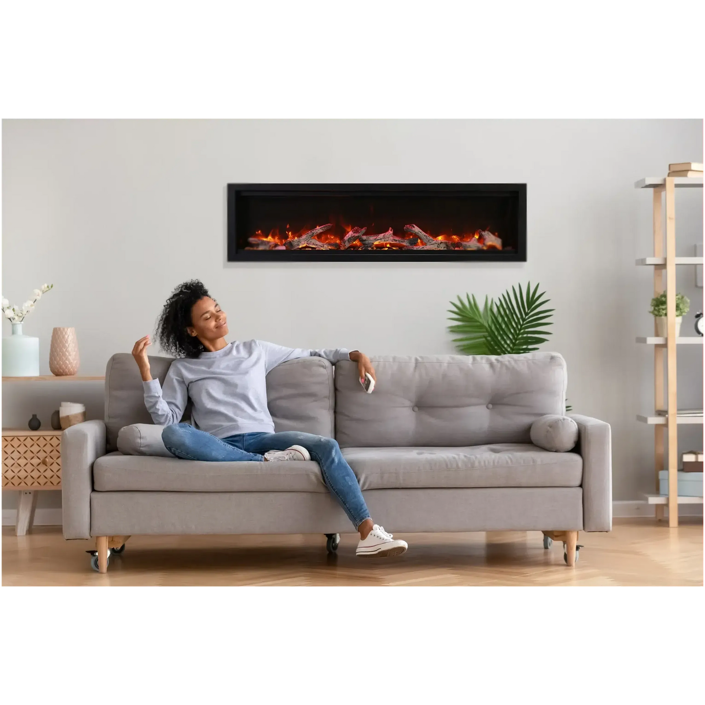 Amantii Symmetry Bespoke 34" Indoor / Outdoor Built-in Clean Face Smart Electric Fireplace