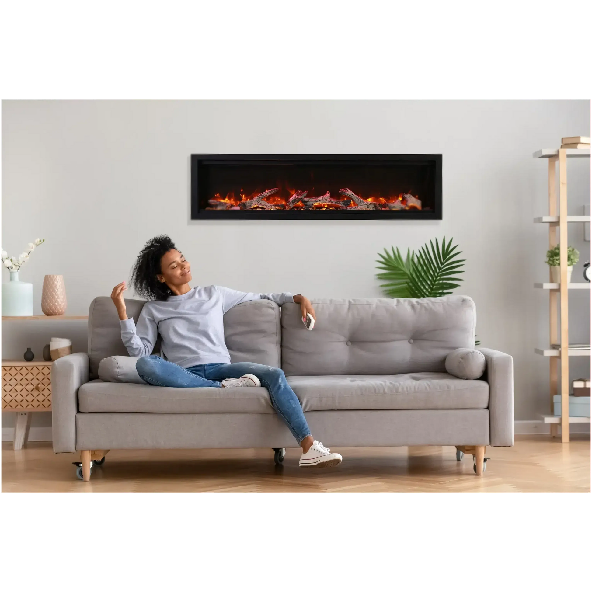 Amantii Symmetry Bespoke 34" Indoor / Outdoor Built-in Clean Face Smart Electric Fireplace