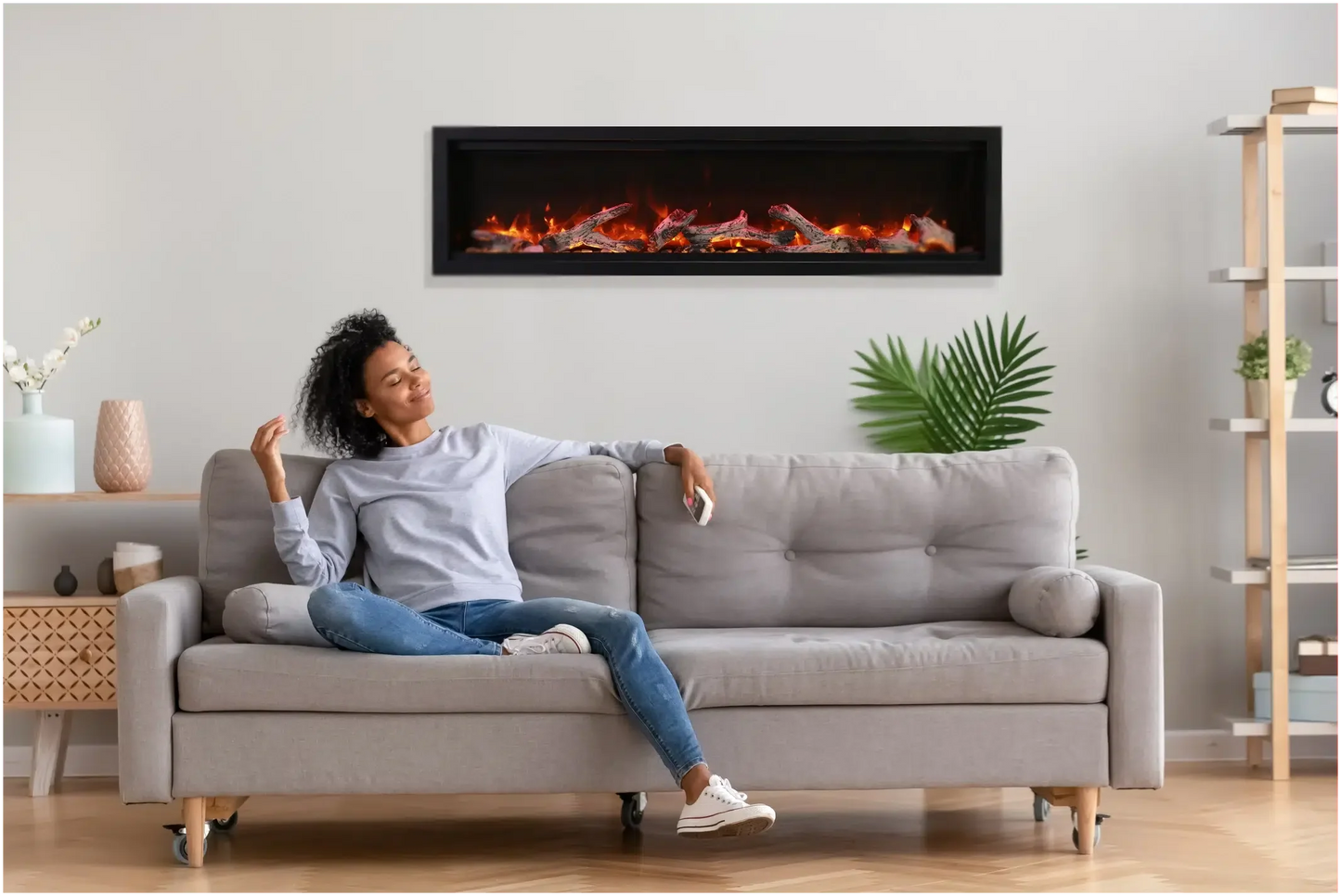 Amantii Symmetry Bespoke 42" Indoor / Outdoor Built-in Clean Face Smart Electric Fireplace