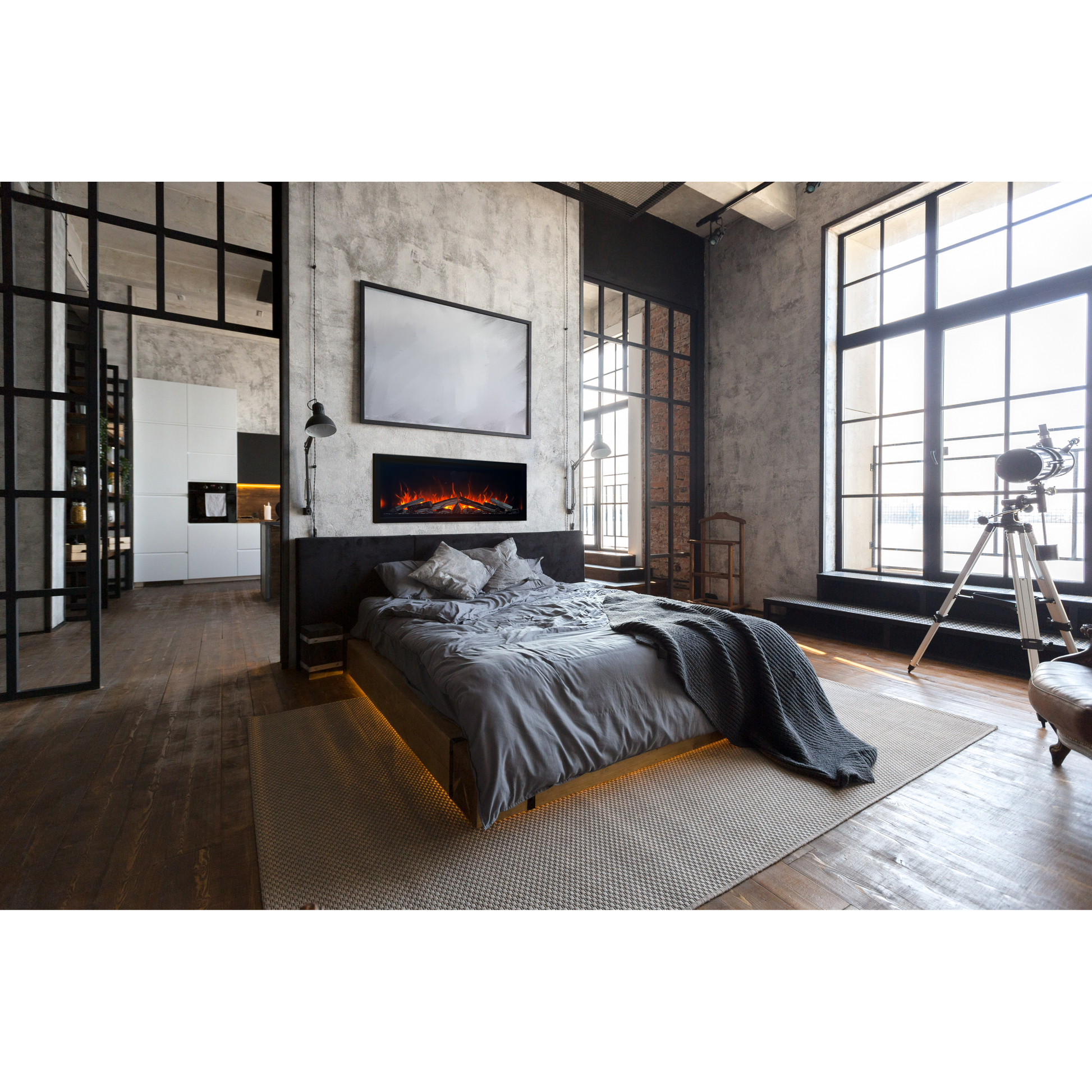 Amantii Symmetry Bespoke Extra Tall 88" Indoor / Outdoor Built-in Clean Face Smart Electric Fireplace