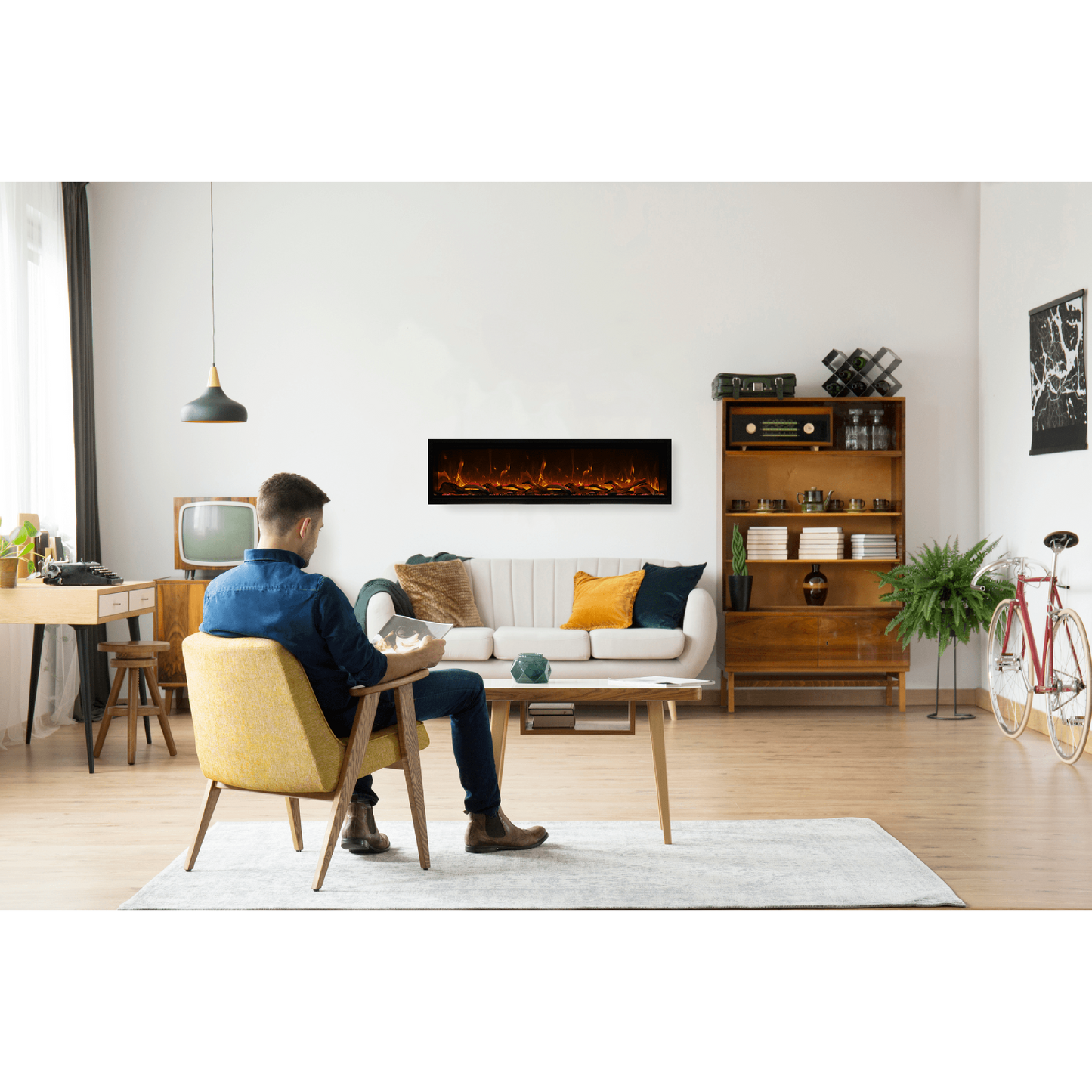 Amantii Symmetry Bespoke Extra Tall 88" Indoor / Outdoor Built-in Clean Face Smart Electric Fireplace