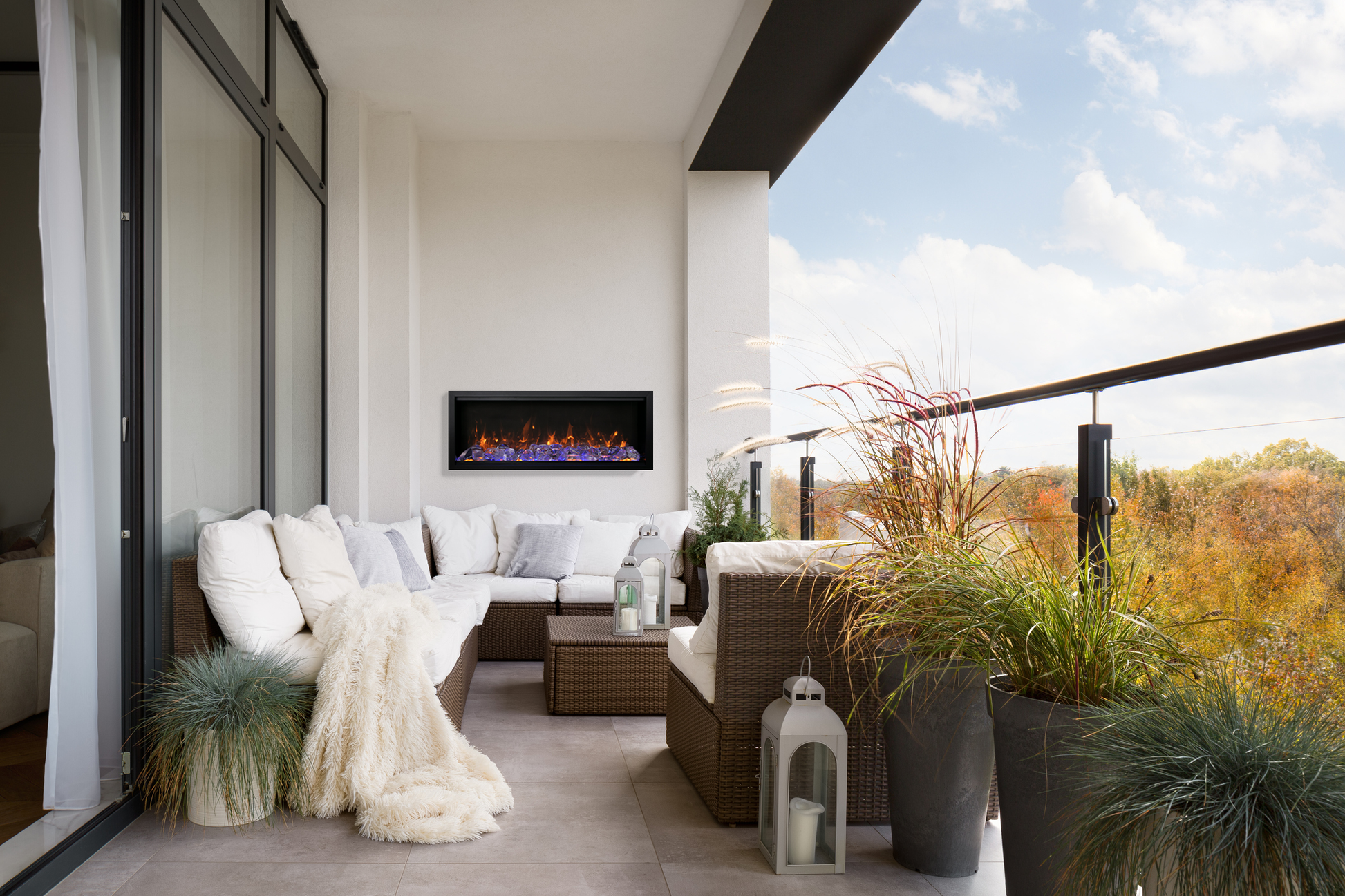 Amantii Symmetry Extra Tall Lumina 88" Indoor / Outdoor Built-in Smart Electric Fireplace