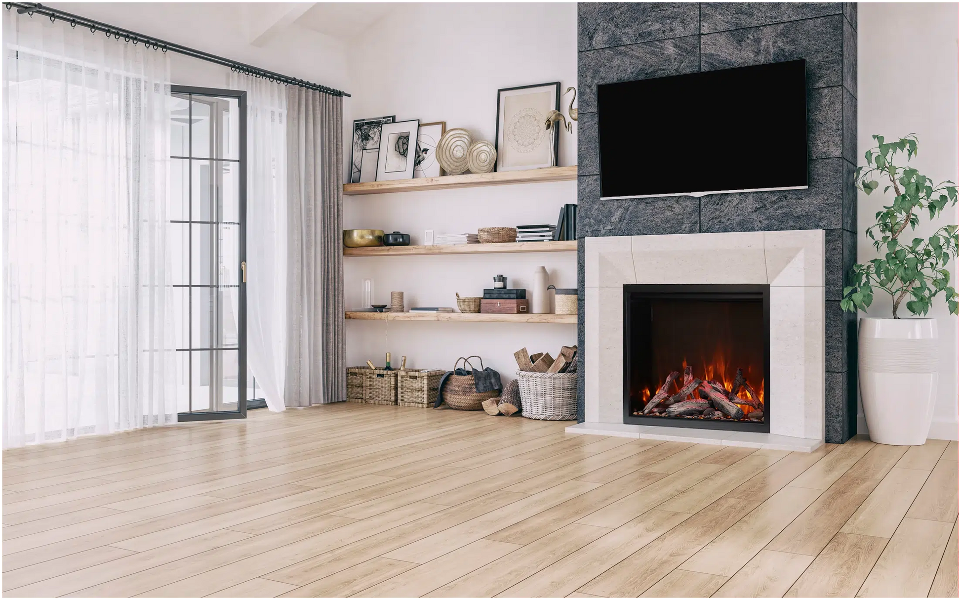 Amantii Traditional Lumina 33" Indoor/Outdoor Smart Electric Fireplace Insert