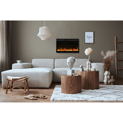 Amantii Traditional Xtraslim 33" Smart Electric Fireplace With Clear Glass Media