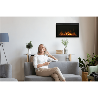 Amantii Traditional Xtraslim 33" Smart Electric Fireplace With Clear Glass Media