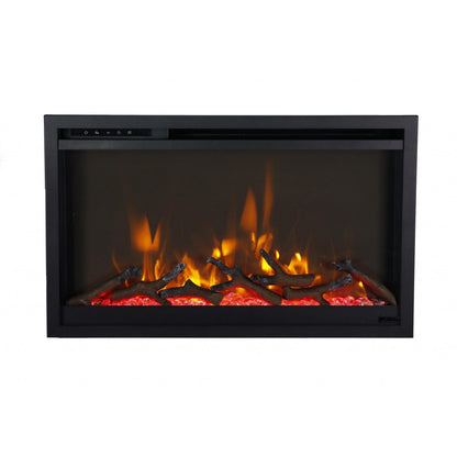 Amantii Traditional Xtraslim 33" Smart Electric Fireplace With Clear Glass Media
