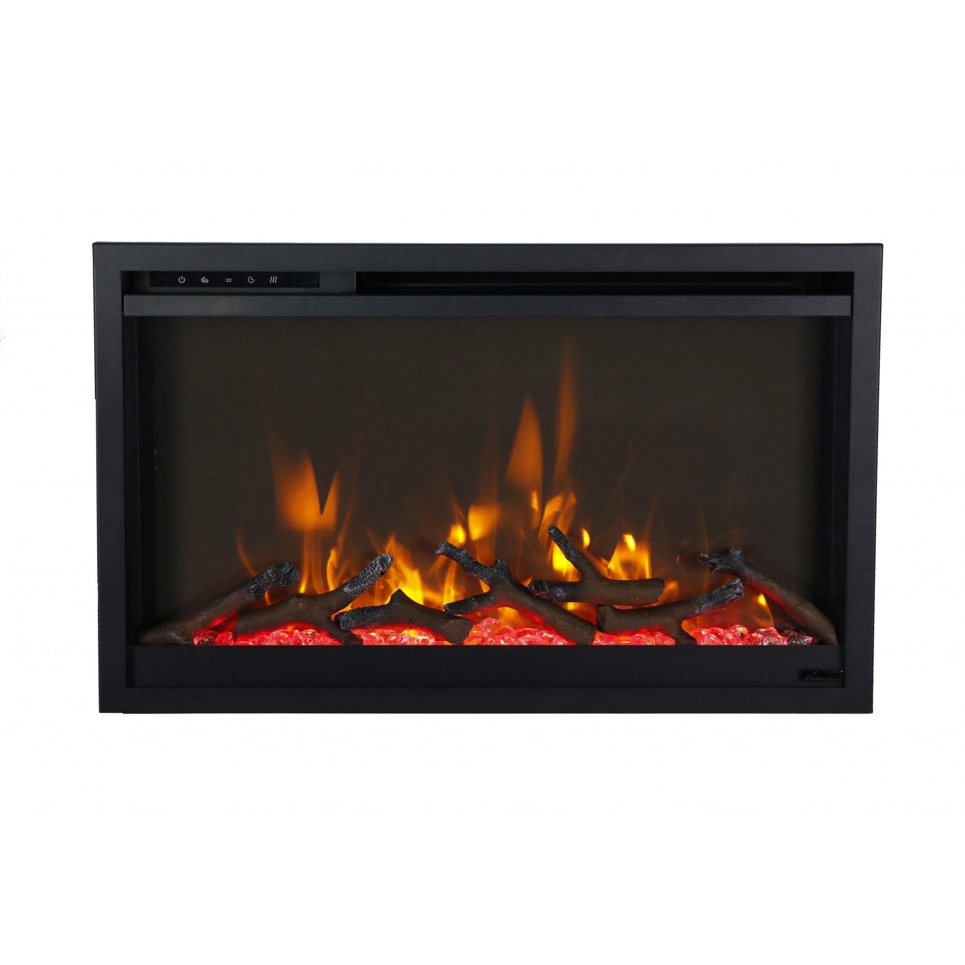 Amantii Traditional Xtraslim 33" Smart Electric Fireplace With Clear Glass Media