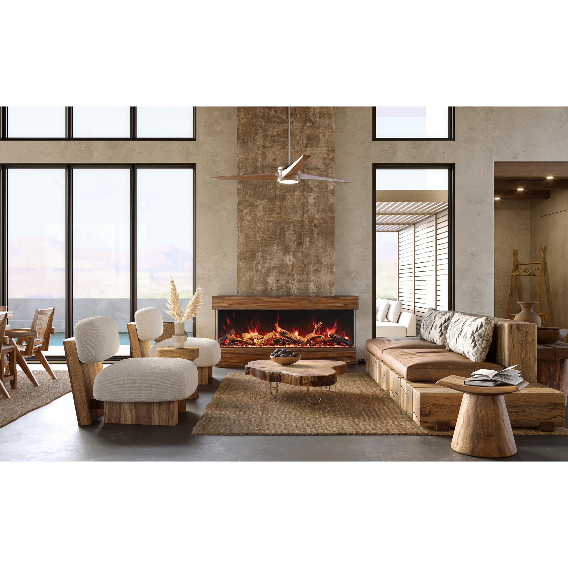 Amantii Tru View Bespoke 85" 3 Sided Indoor / Outdoor Electric Fireplace
