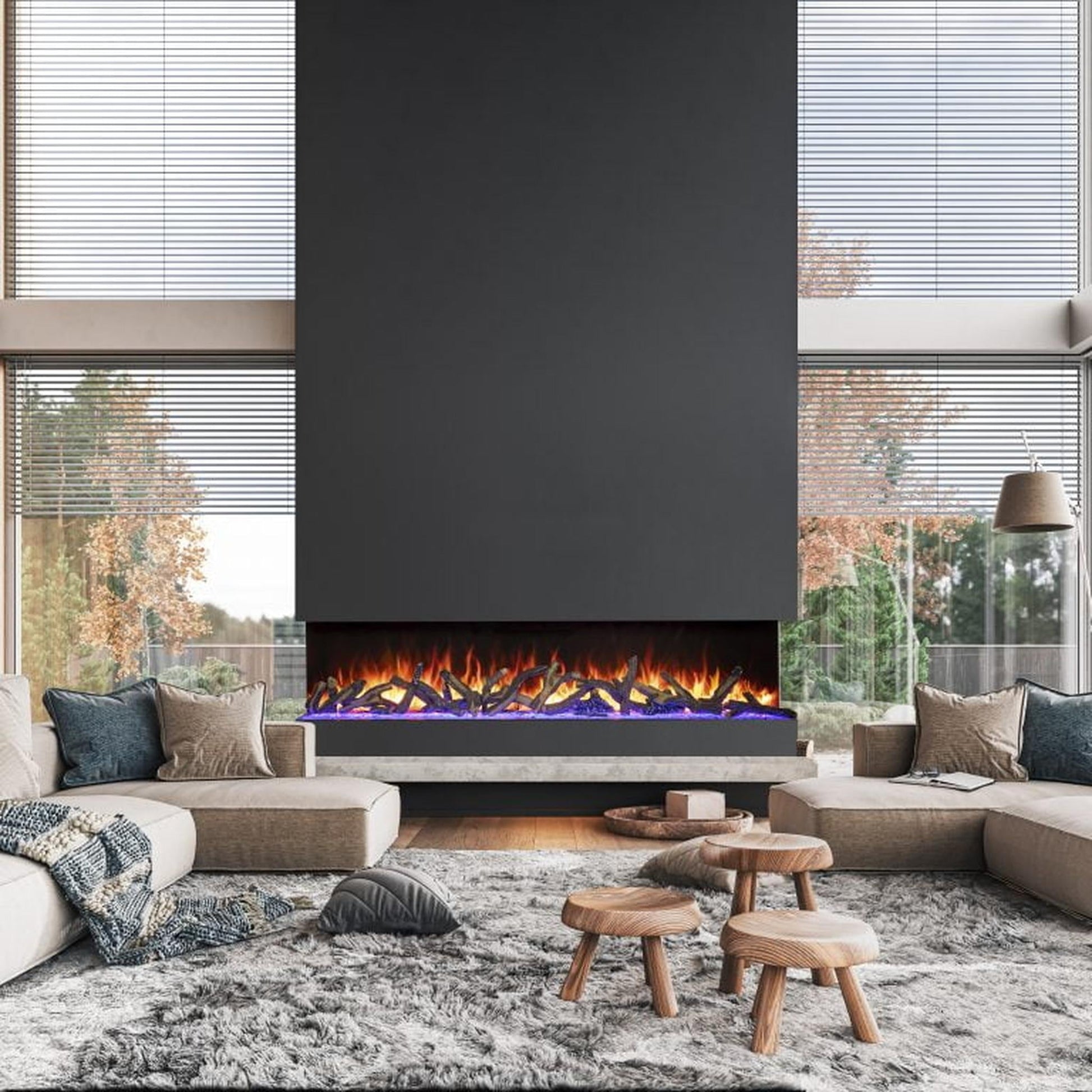 Amantii Tru View Bespoke 85" 3 Sided Indoor / Outdoor Electric Fireplace