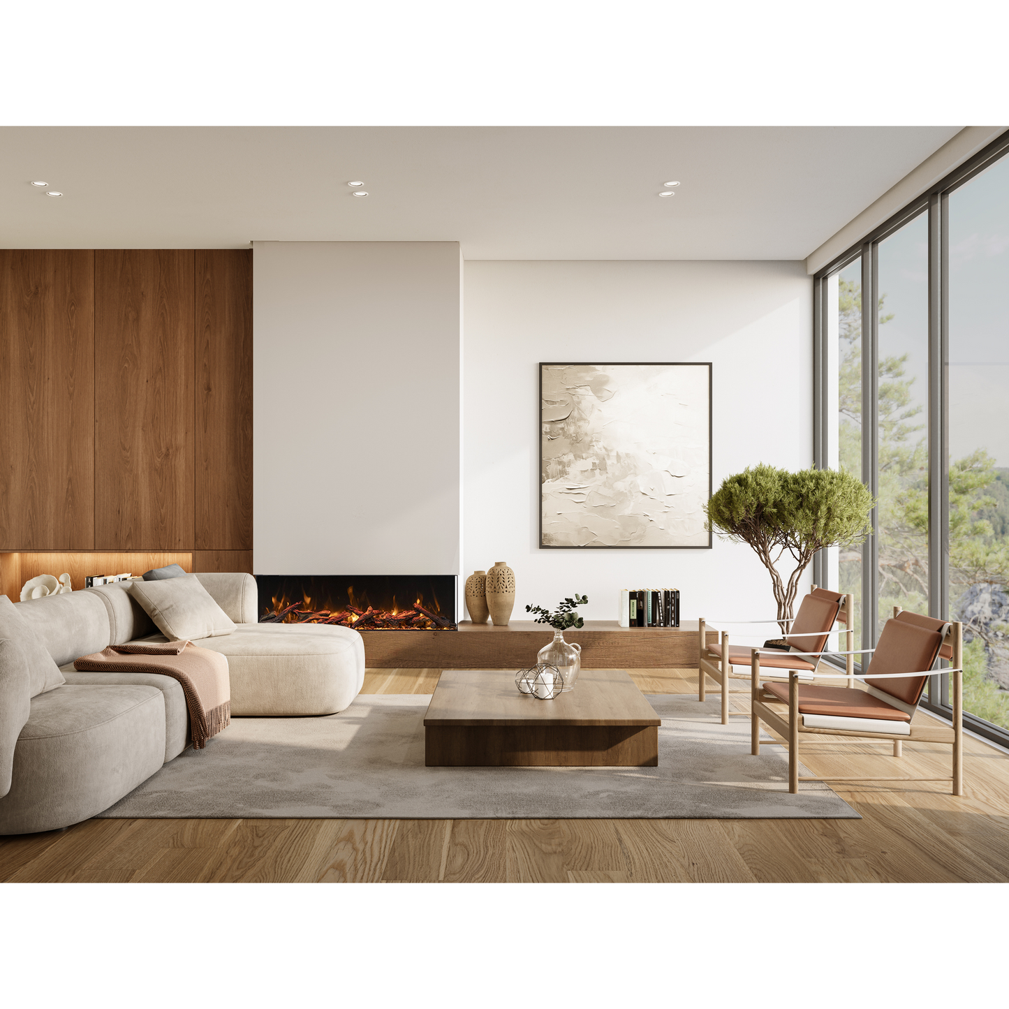 Amantii Tru View Bespoke 85" 3 Sided Indoor / Outdoor Electric Fireplace