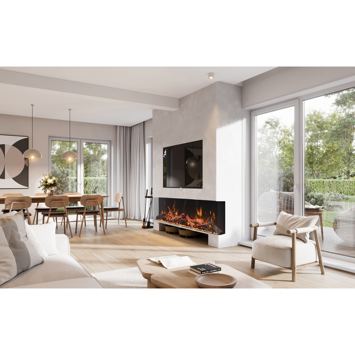 Amantii Tru View Bespoke 85" 3 Sided Indoor / Outdoor Electric Fireplace