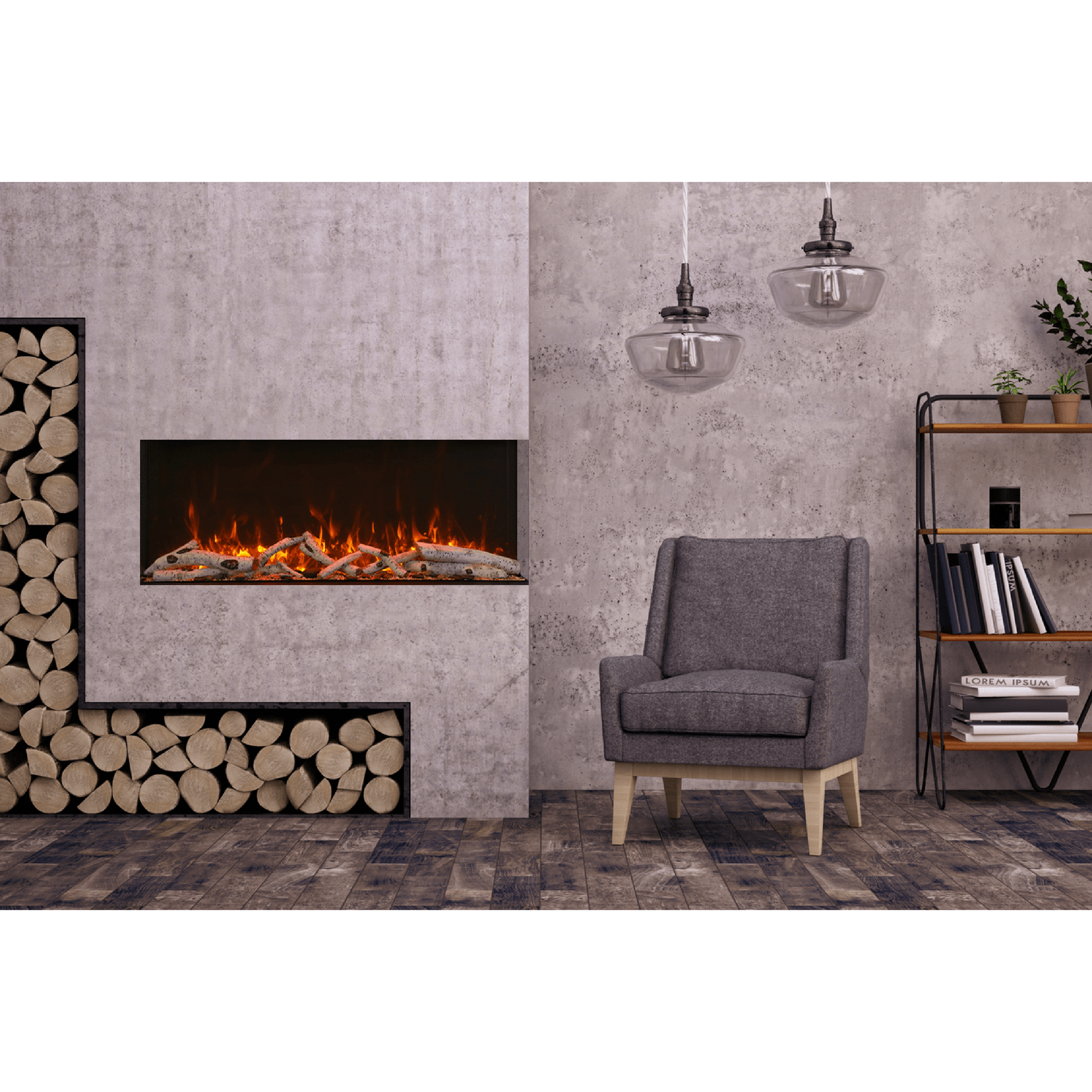 Amantii Tru View Extra Tall XL 88" 3-Sided Indoor / Outdoor Built-in Electric Fireplace