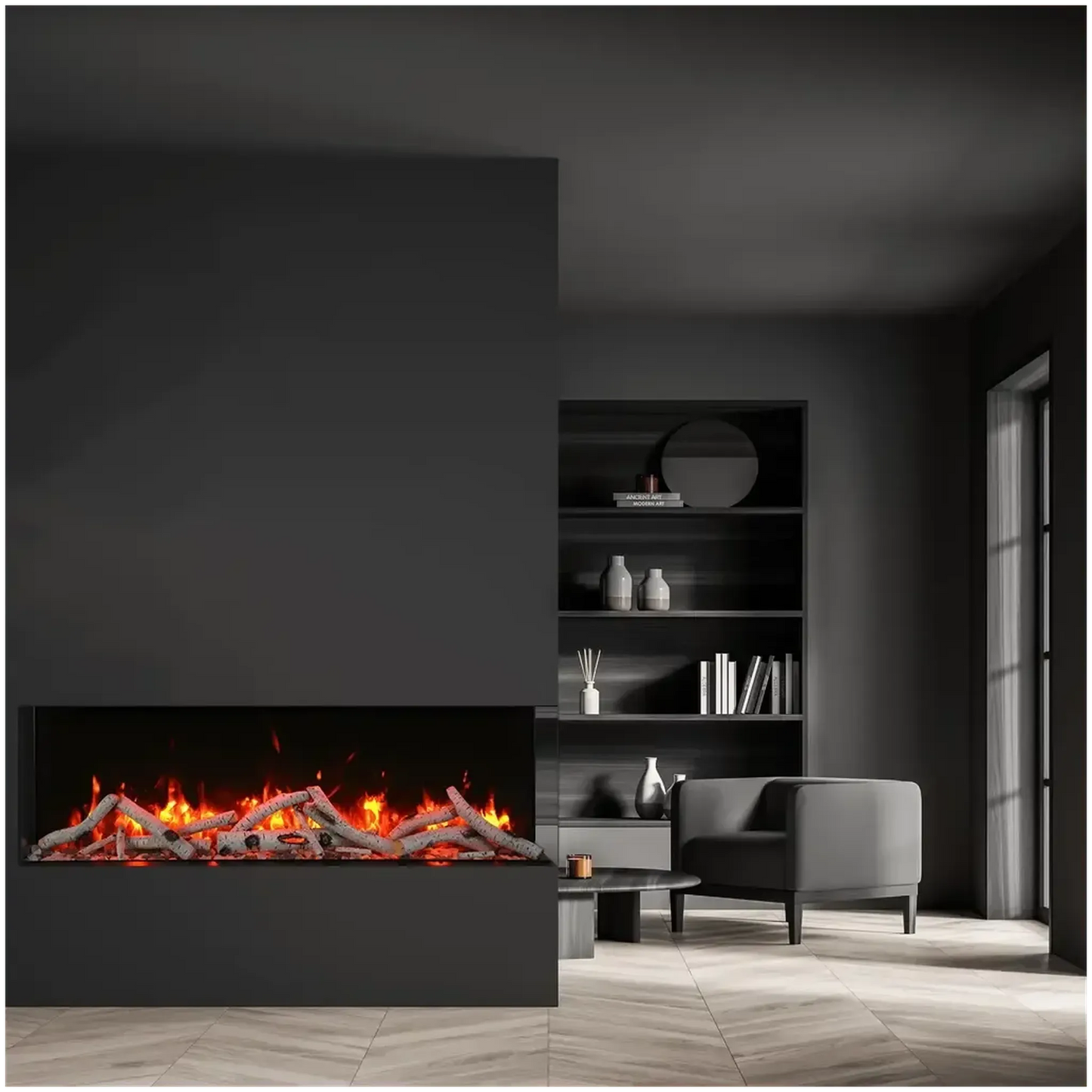 Amantii Tru View Slim Lumina 72" 3-Sided Indoor / Outdoor Electric Fireplace