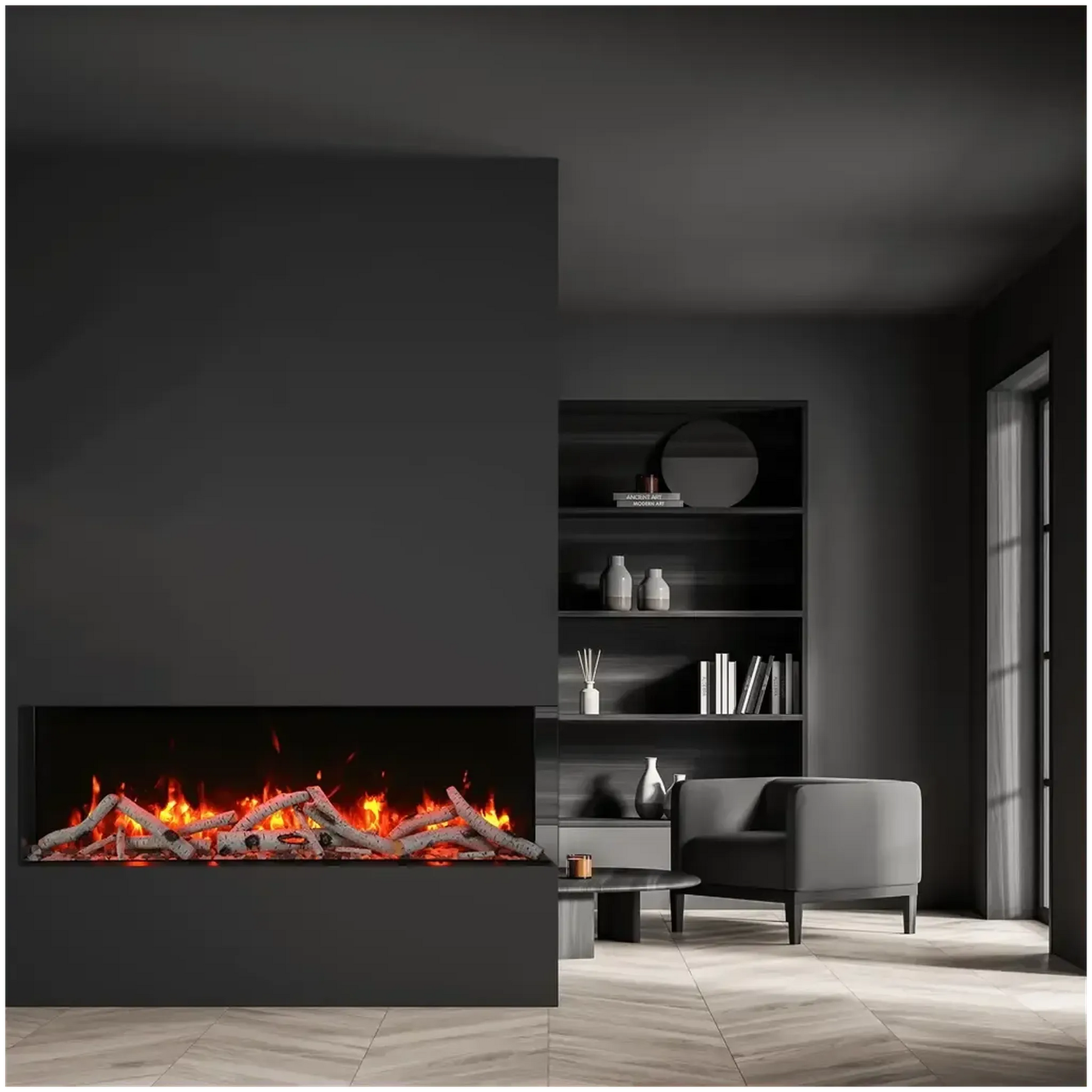 Amantii Tru View Slim Lumina 72" 3-Sided Indoor / Outdoor Electric Fireplace