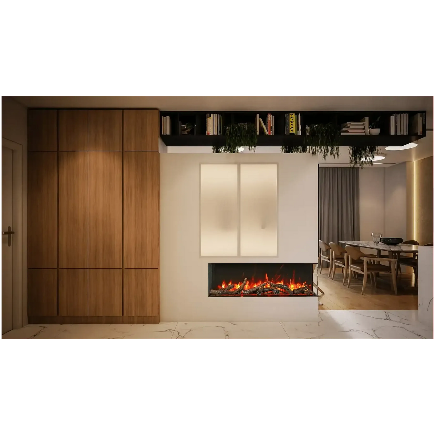 Amantii Tru View Slim Lumina 72" 3-Sided Indoor / Outdoor Electric Fireplace