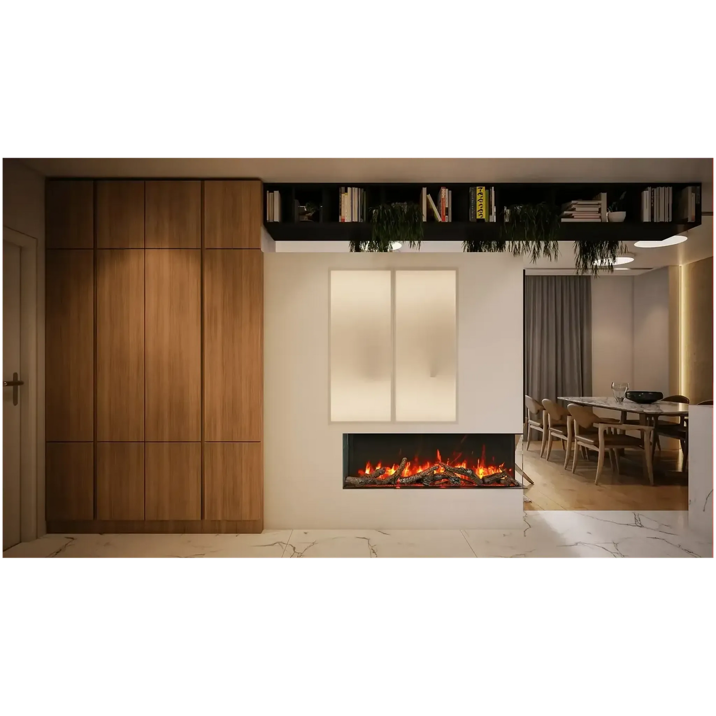 Amantii Tru View Slim Lumina 72" 3-Sided Indoor / Outdoor Electric Fireplace