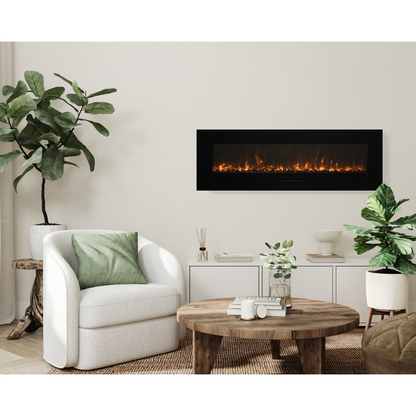 Amantii Wall Mount/Flush Mount 50" Electric Fireplace With Glass Surround and Log Set