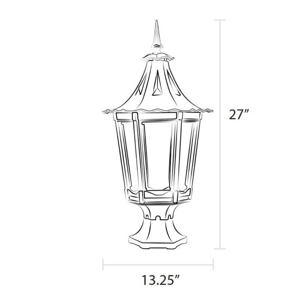 American Gas Lamp Works 13" 1400R Cavalier Aluminum Pier Mount Residential Electric Light Head