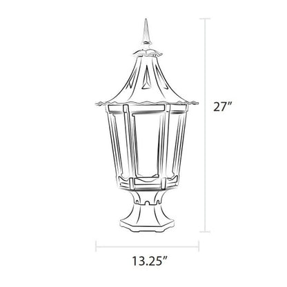 American Gas Lamp Works 13" 1400R Cavalier Aluminum Pier Mount Residential Electric Light Head