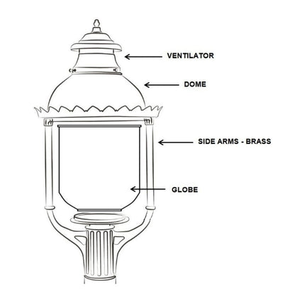 American Gas Lamp Works 17" 3600R Boulevard Aluminum Pier Mount Estate Electric Light Head