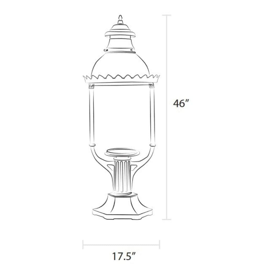 American Gas Lamp Works 17" 3600R Boulevard Aluminum Pier Mount Estate Electric Light Head