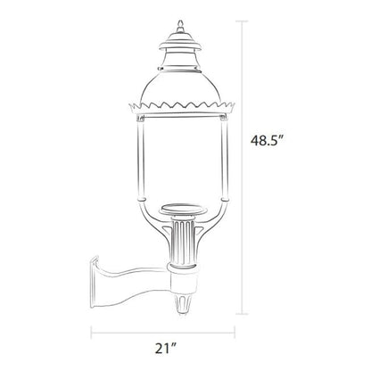 American Gas Lamp Works 17" 3600W Boulevard Aluminum Wall Mount Estate Electric Light Head