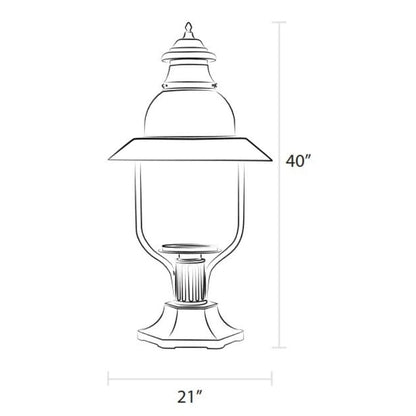 American Gas Lamp Works 21" 4300R Apollo Aluminum Pier Mount Estate Electric Light Head