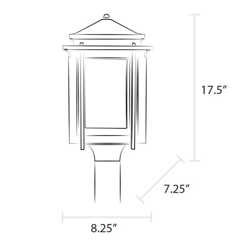 American Gas Lamp Works 8" 1100H Craftsman Aluminum Post Mount Residential Electric Light Head
