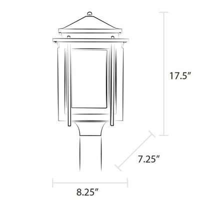 American Gas Lamp Works 8" 1100H Craftsman Aluminum Post Mount Residential Electric Light Head