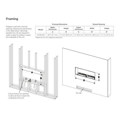 Dimplex Opti-Myst 66" Linear Electric Fireplace With Acrylic Ice and Driftwood Media